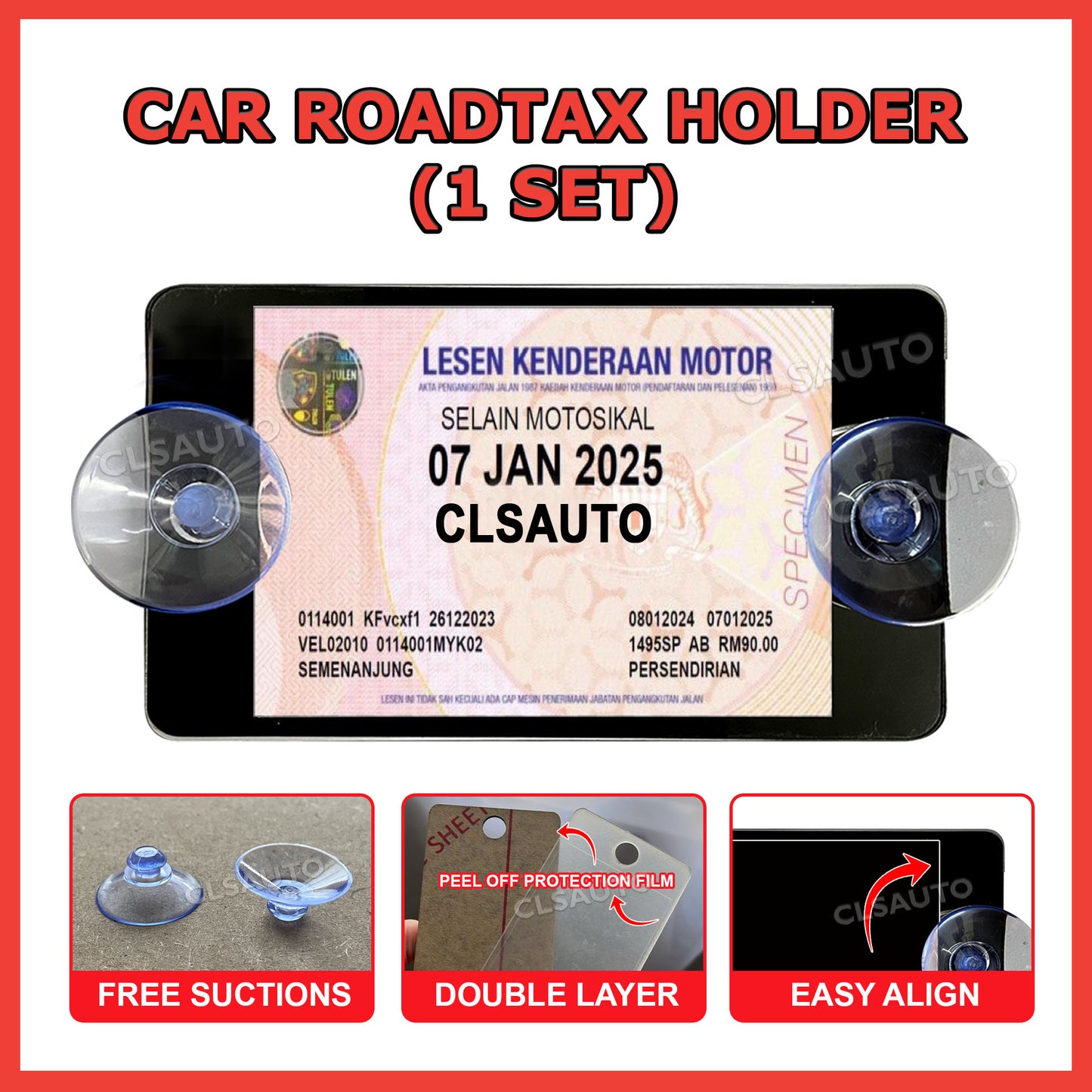 Car Roadtax Holder (Small) 2025 – Plain Design (B) Curve