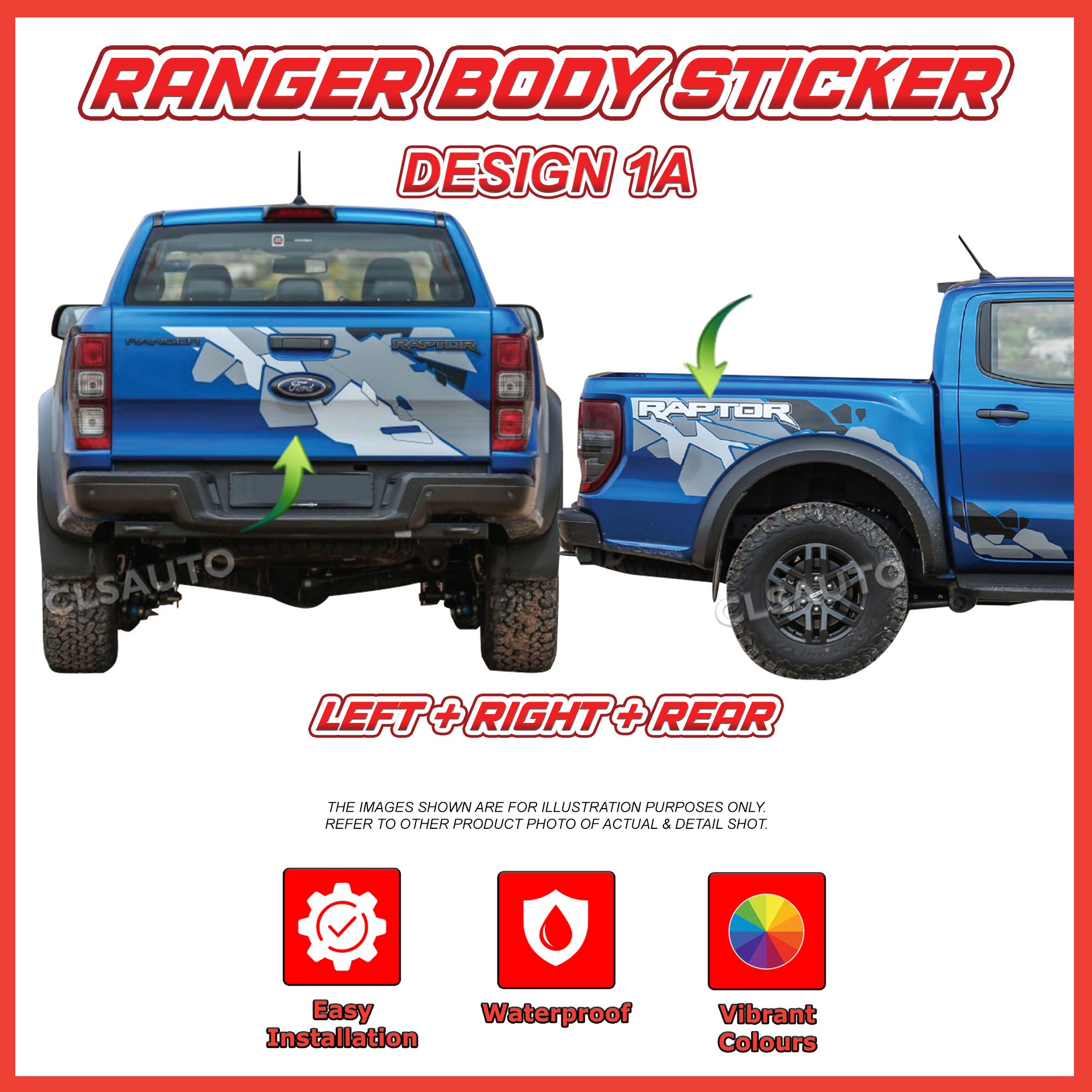 Ford Ranger Side Body Lining Sticker – Replacement Decal (Design 1)