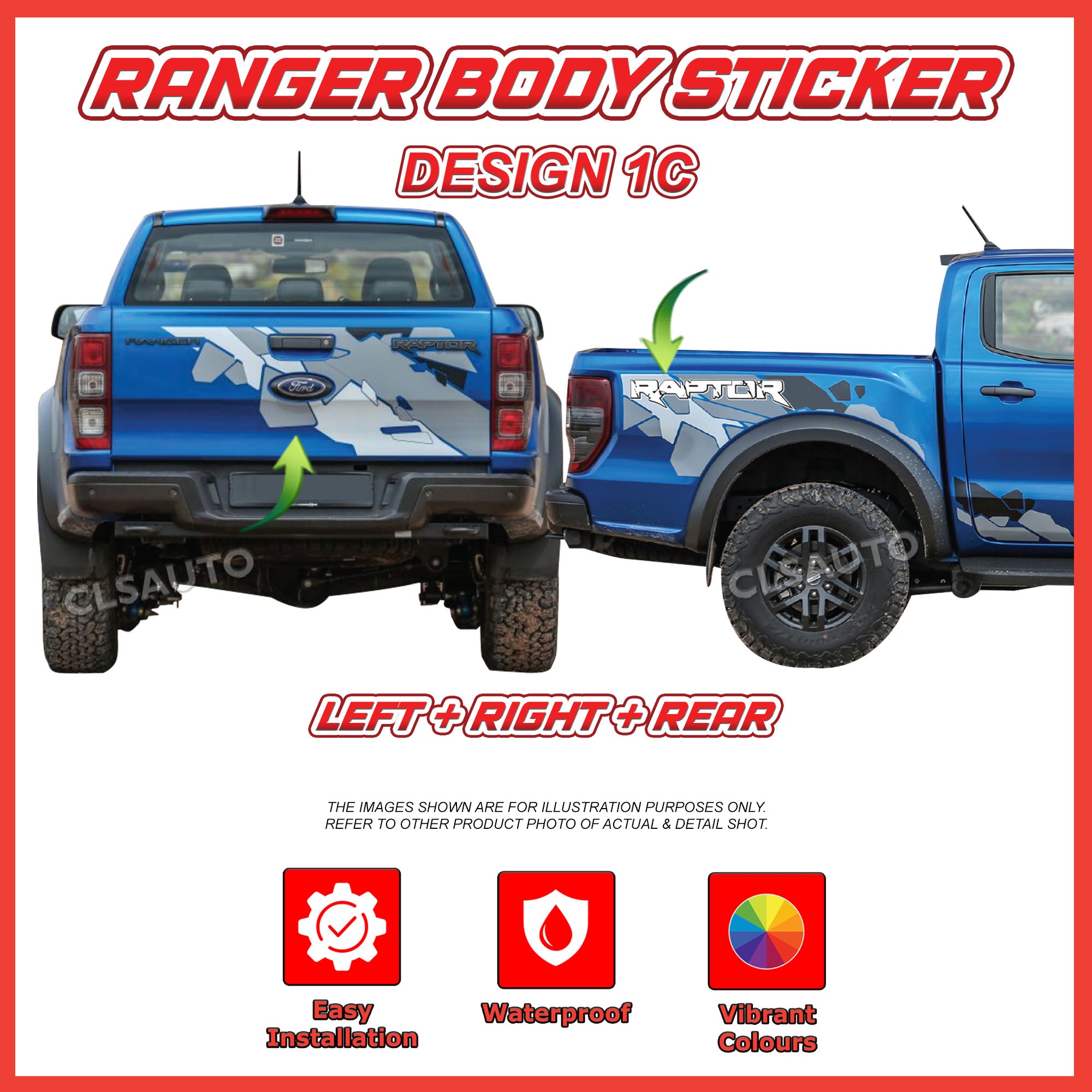 Ford Ranger Side Body Lining Sticker – Replacement Decal (Design 1)