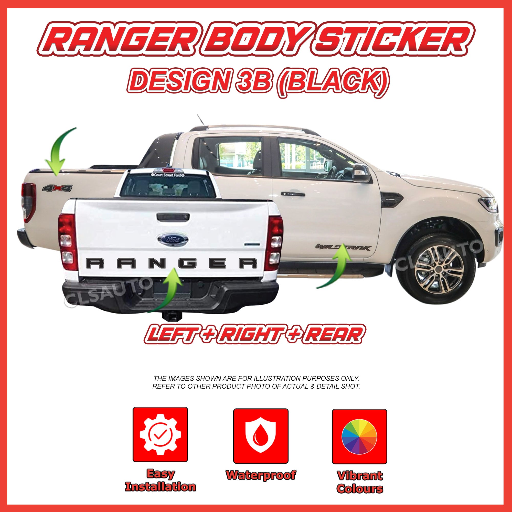Ford Ranger Side Body Lining Sticker – Replacement Decal (Design 3)