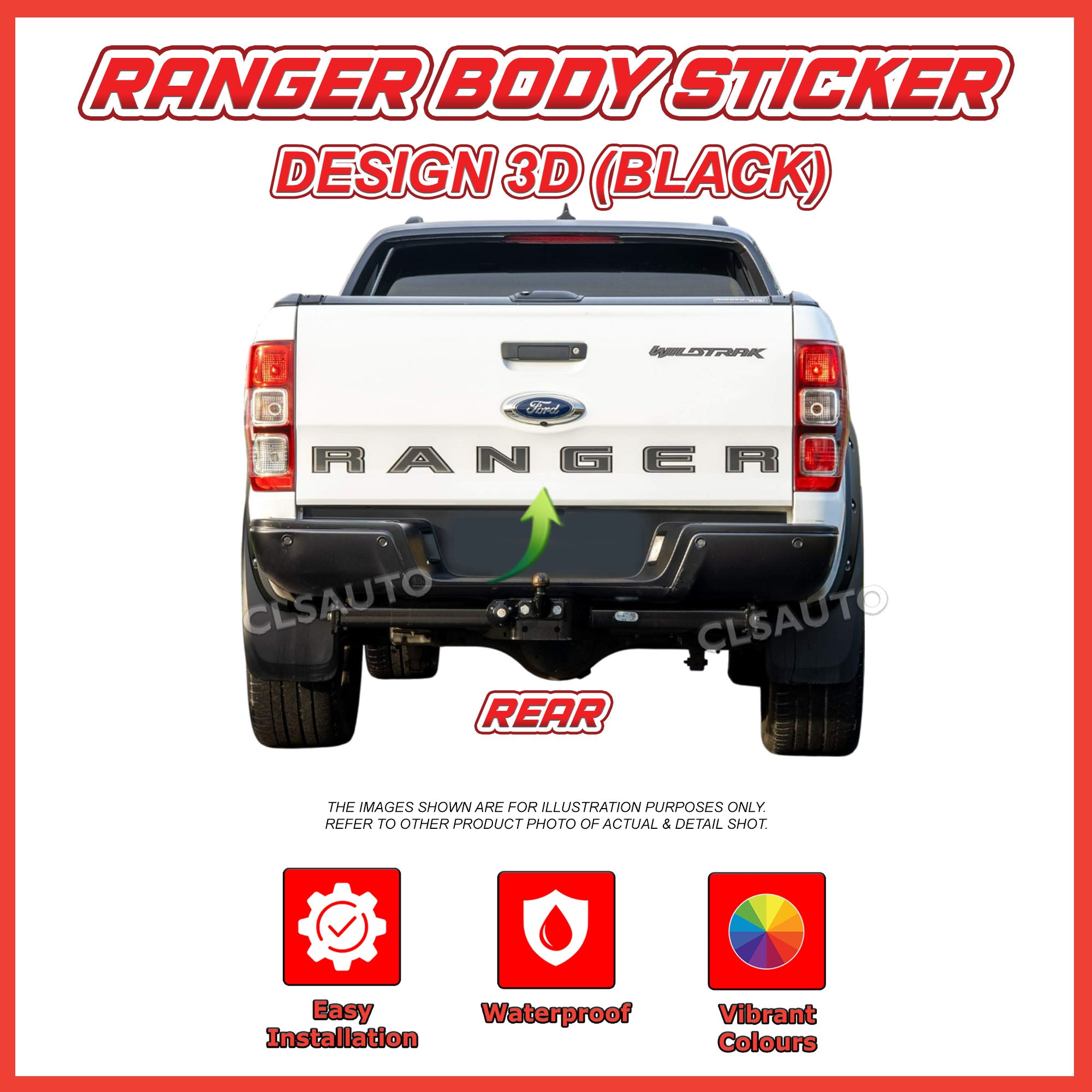 Ford Ranger Side Body Lining Sticker – Replacement Decal (Design 3)