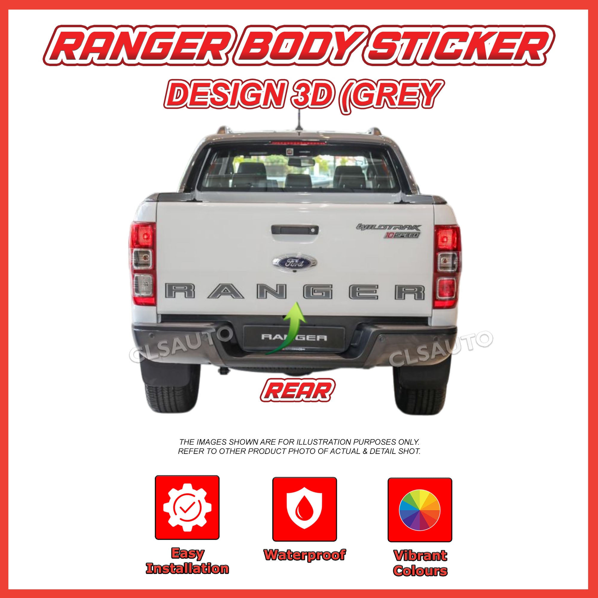 Ford Ranger Side Body Lining Sticker – Replacement Decal (Design 3)
