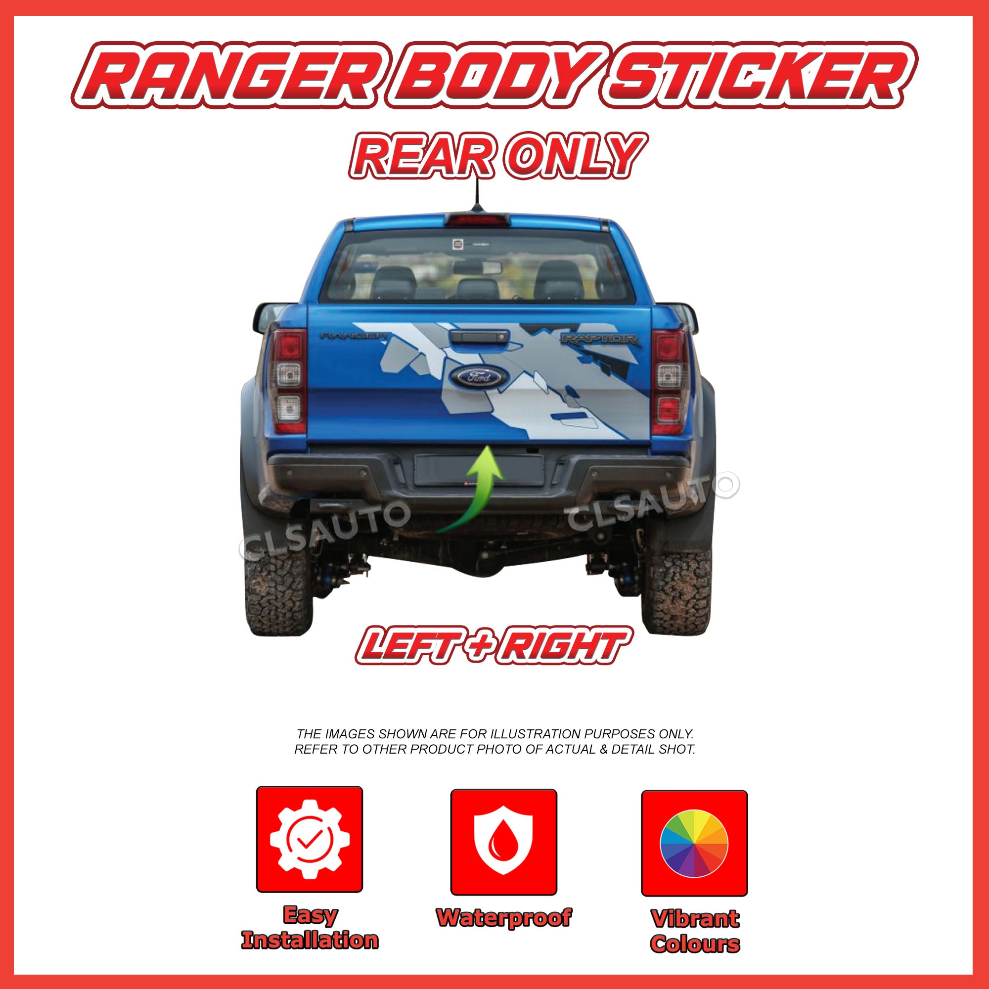 Ford Ranger Side Body Lining Sticker – Replacement Decal (Design 1)
