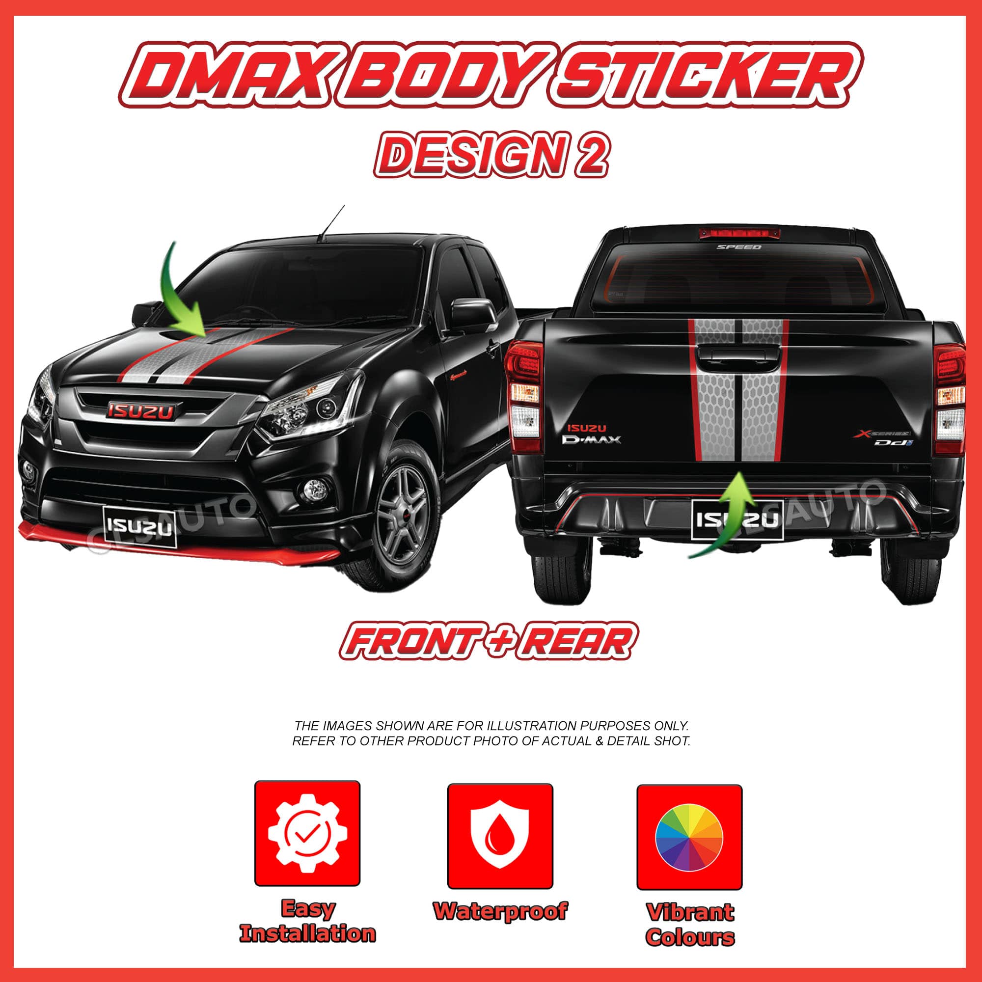 Isuzu Dmax Side Body Lining Sticker – Replacement Decal (Design 2)
