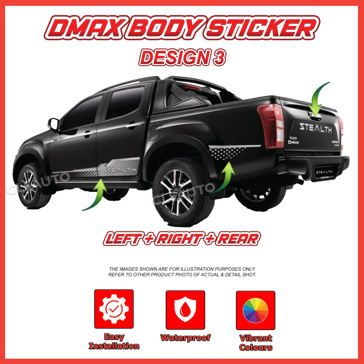 Isuzu Dmax Side Body Lining Sticker – Replacement Decal (Design 3 ...