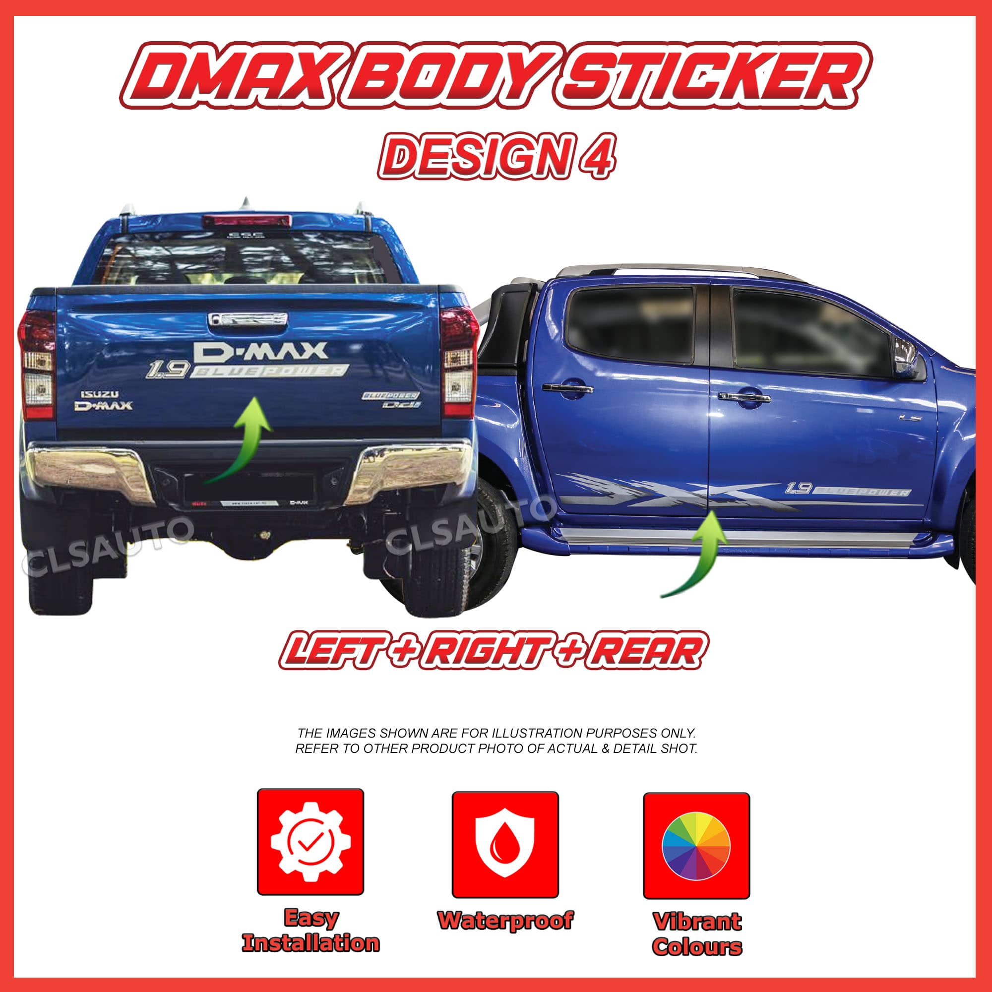 Isuzu Dmax Side Body Lining Sticker – Replacement Decal (Design 4)