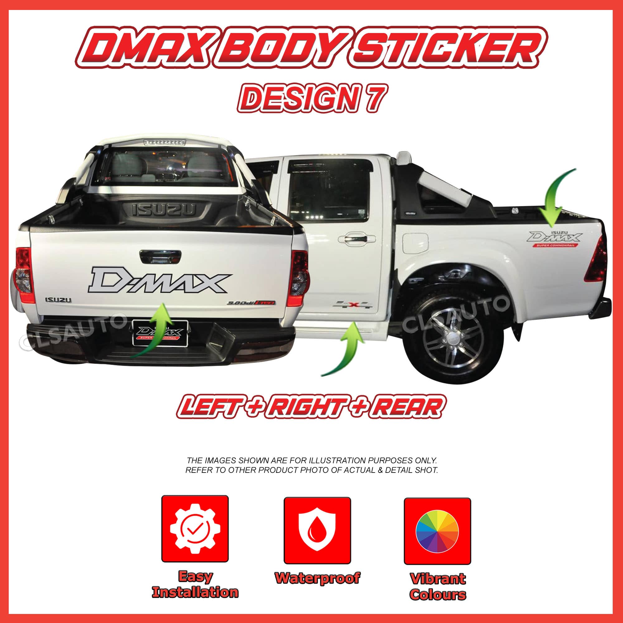 Isuzu Dmax Side Body Lining Sticker – Replacement Decal (Design 7)