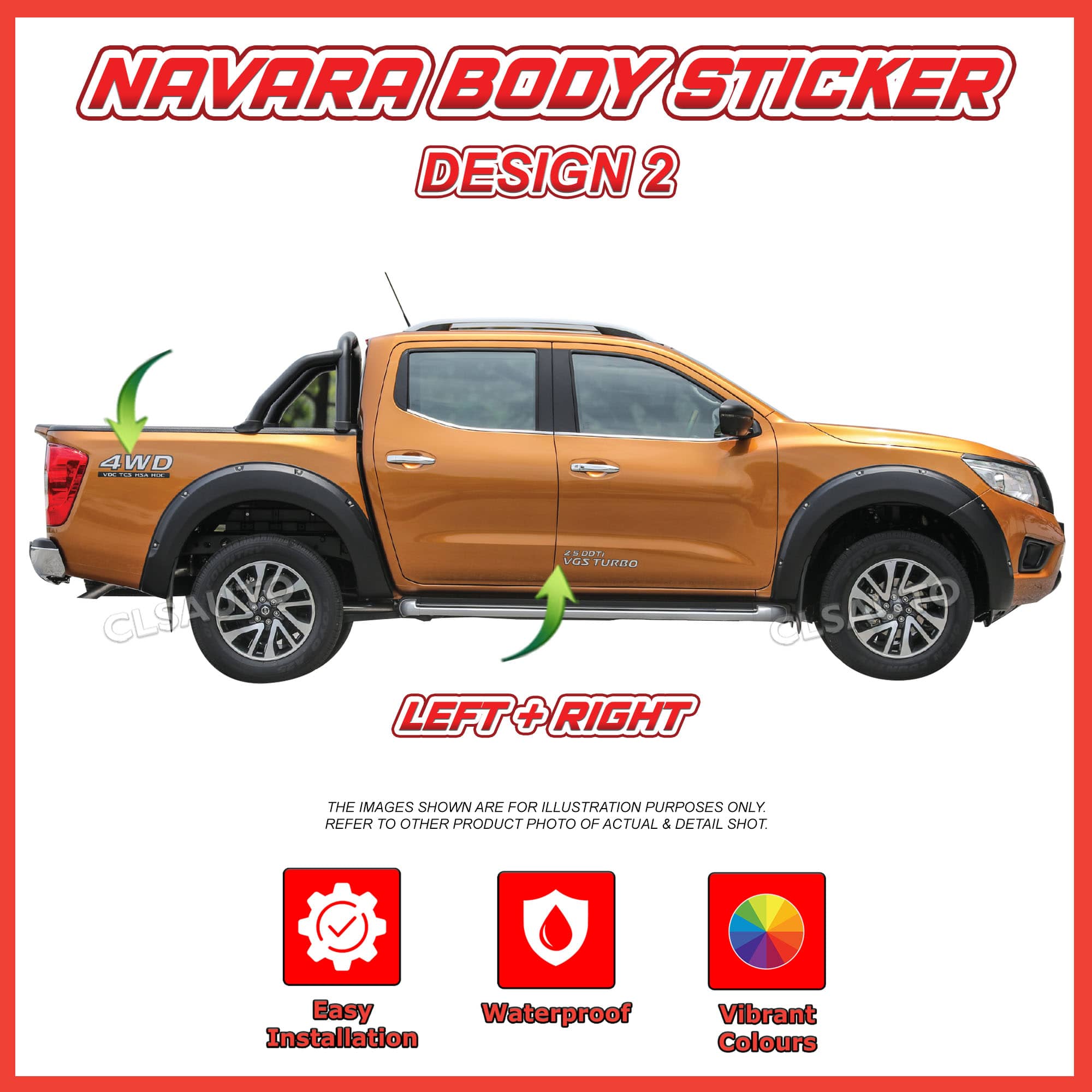 Nissan Navara Side Body Lining Sticker – Replacement Decal (Design 2)