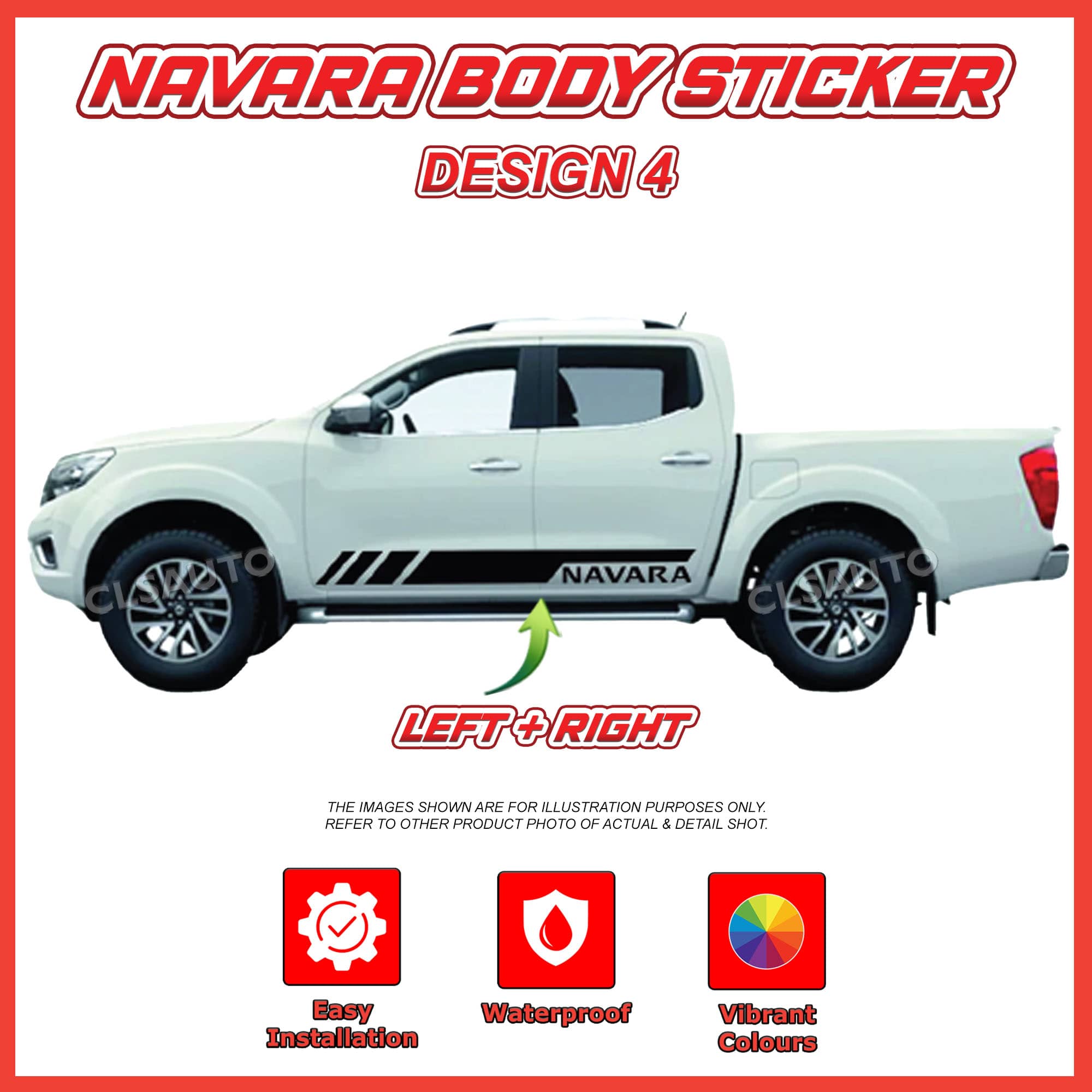 Nissan Navara Side Body Lining Sticker – Replacement Decal (Design 4)