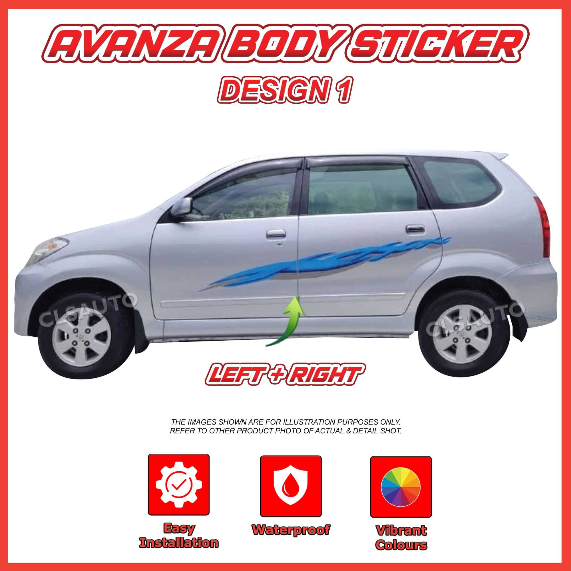 Toyota Avanza Side Body Lining Sticker – Replacement Decal (Design 1)