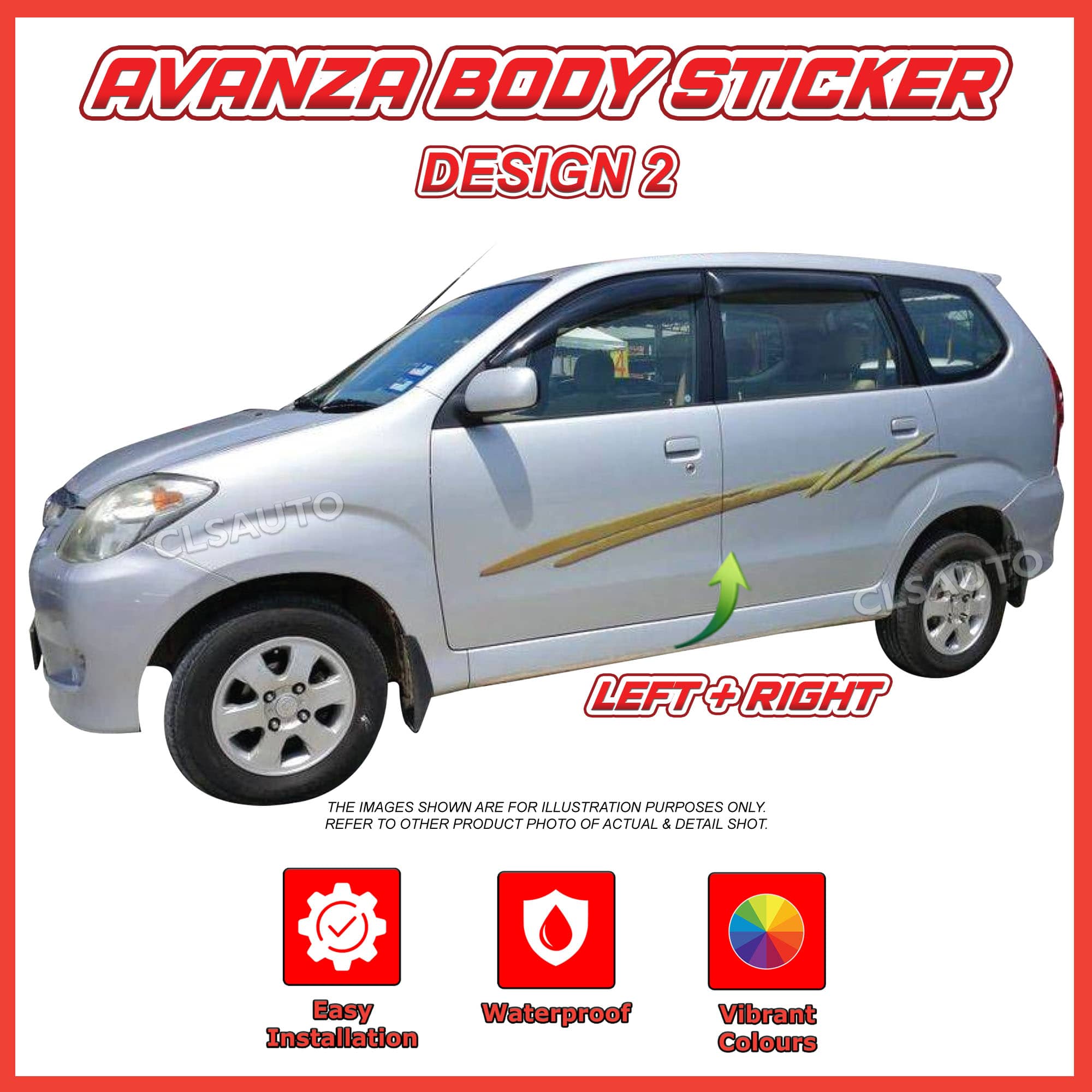 Toyota Avanza Side Body Lining Sticker – Replacement Decal (Design 2)