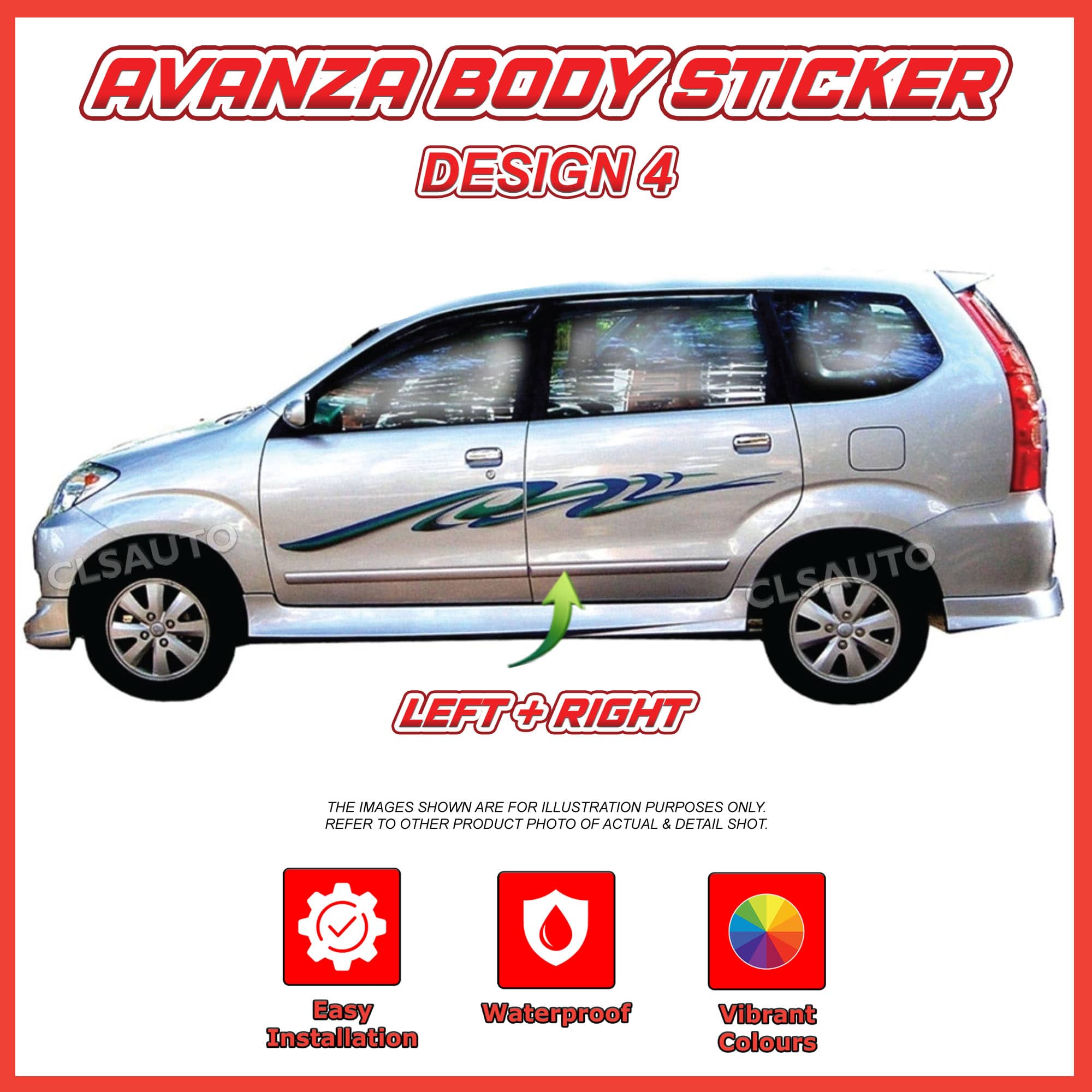 Toyota Avanza Side Body Lining Sticker – Replacement Decal (Design 4)