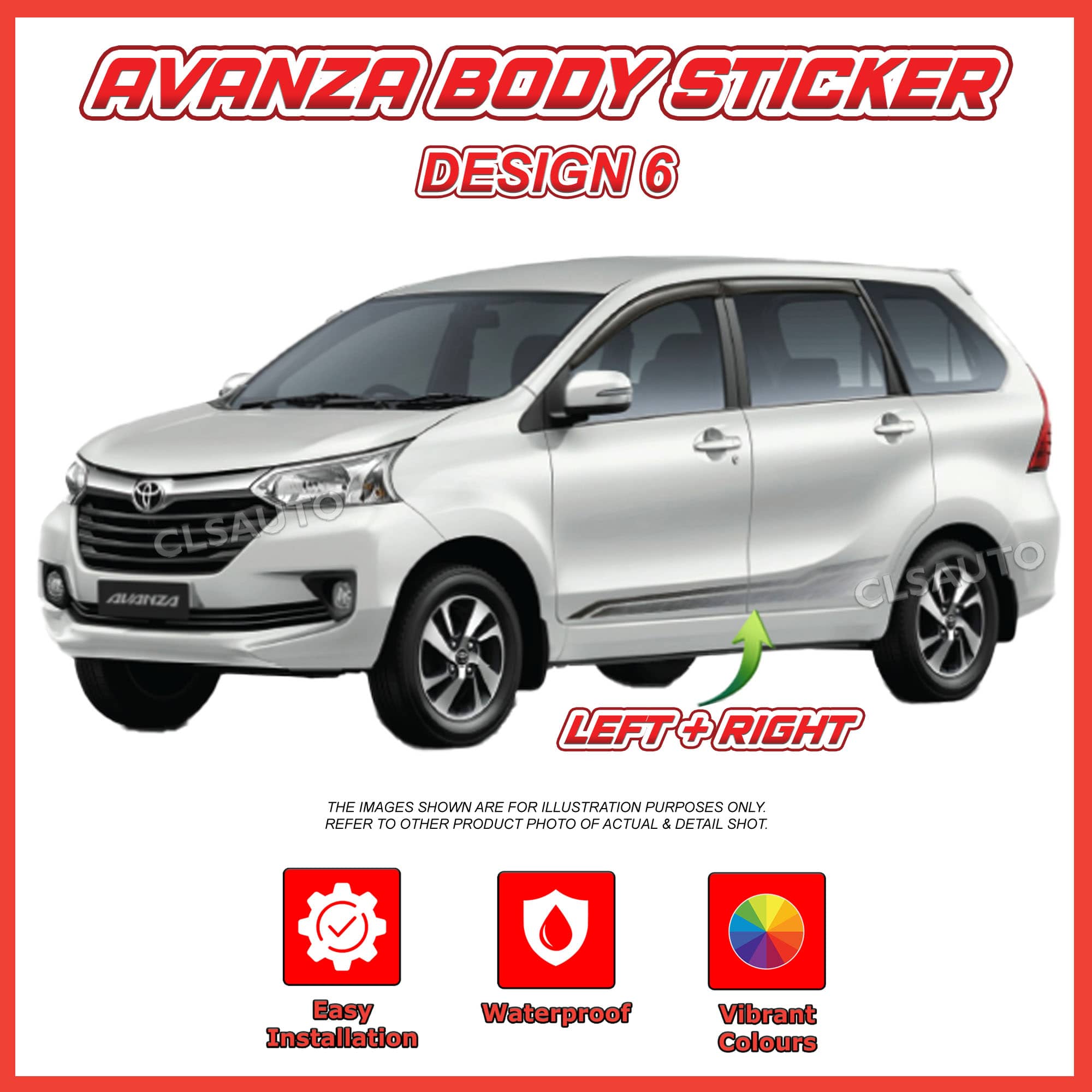 Toyota Avanza Side Body Lining Sticker – Replacement Decal (Design 6)