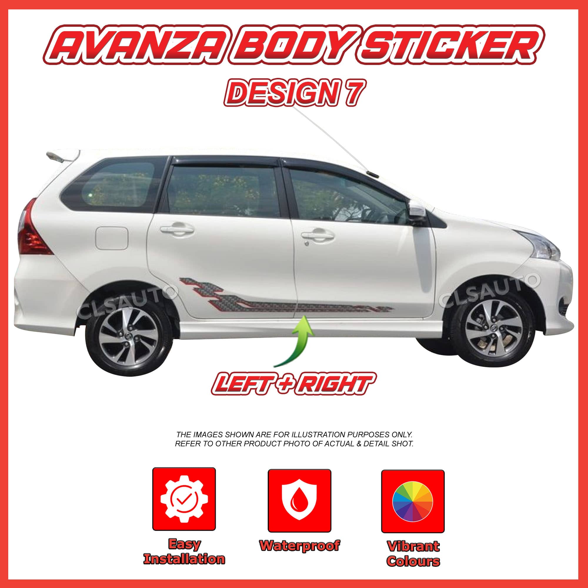Toyota Avanza Side Body Lining Sticker – Replacement Decal (Design 7)
